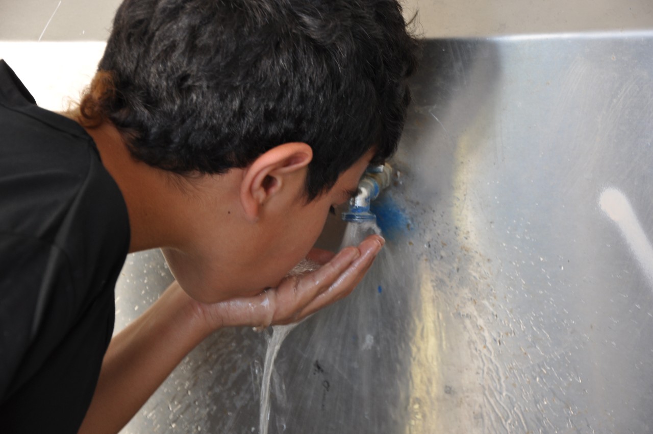 boy drinking water